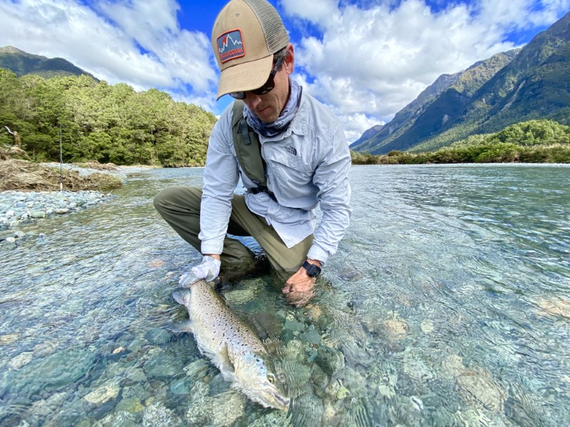 Admiring a trophy brown trout before release.